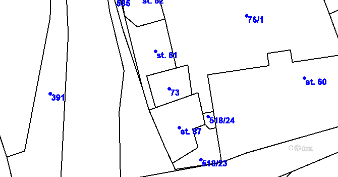 Parcela st. 73 v KÚ Jenišovice u Chrudimi, Katastrální mapa