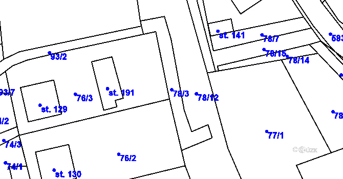Parcela st. 78/3 v KÚ Jenišovice u Chrudimi, Katastrální mapa
