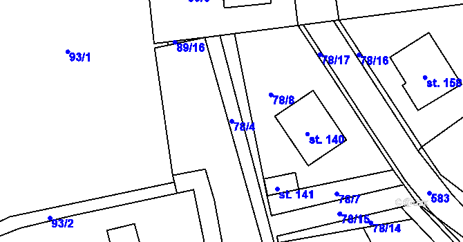 Parcela st. 78/4 v KÚ Jenišovice u Chrudimi, Katastrální mapa
