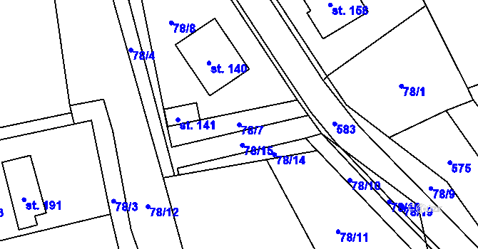 Parcela st. 78/7 v KÚ Jenišovice u Chrudimi, Katastrální mapa