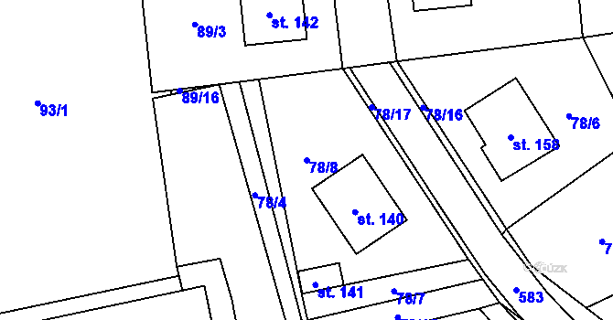 Parcela st. 78/8 v KÚ Jenišovice u Chrudimi, Katastrální mapa