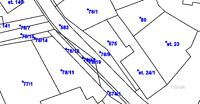 Parcela st. 78/9 v KÚ Jenišovice u Chrudimi, Katastrální mapa