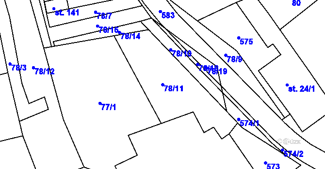 Parcela st. 78/11 v KÚ Jenišovice u Chrudimi, Katastrální mapa