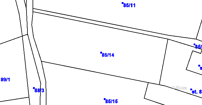 Parcela st. 85/14 v KÚ Jenišovice u Chrudimi, Katastrální mapa