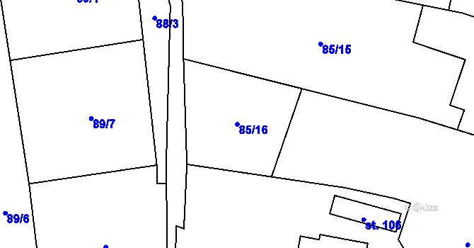 Parcela st. 85/16 v KÚ Jenišovice u Chrudimi, Katastrální mapa