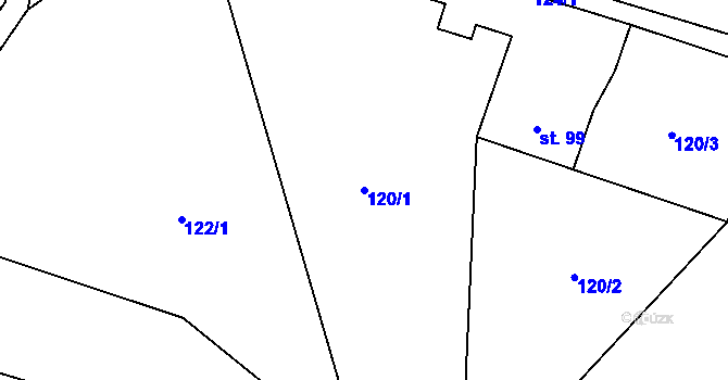 Parcela st. 120/1 v KÚ Jenišovice u Chrudimi, Katastrální mapa