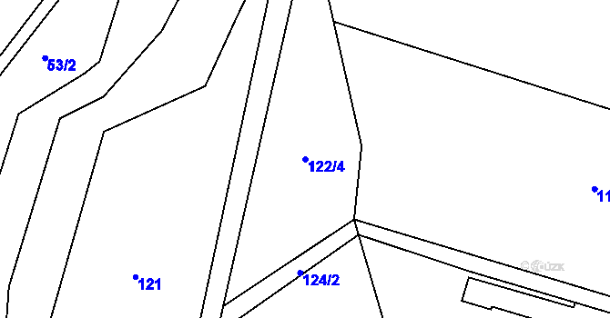 Parcela st. 122/4 v KÚ Jenišovice u Chrudimi, Katastrální mapa