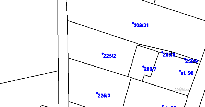 Parcela st. 225/2 v KÚ Jenišovice u Chrudimi, Katastrální mapa