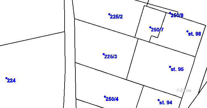 Parcela st. 225/3 v KÚ Jenišovice u Chrudimi, Katastrální mapa