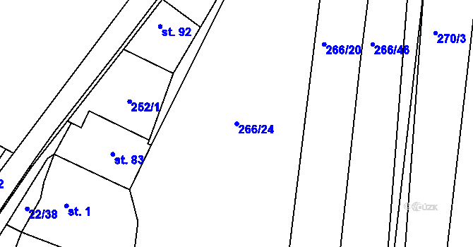 Parcela st. 266/24 v KÚ Jenišovice u Chrudimi, Katastrální mapa