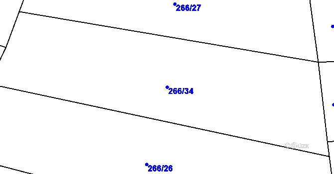 Parcela st. 266/34 v KÚ Jenišovice u Chrudimi, Katastrální mapa