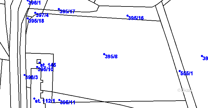 Parcela st. 395/8 v KÚ Jenišovice u Chrudimi, Katastrální mapa