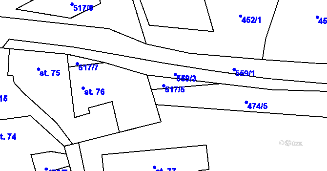 Parcela st. 517/5 v KÚ Jenišovice u Chrudimi, Katastrální mapa