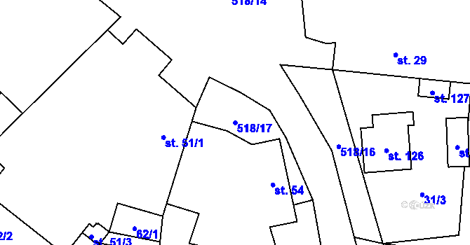 Parcela st. 518/17 v KÚ Jenišovice u Chrudimi, Katastrální mapa