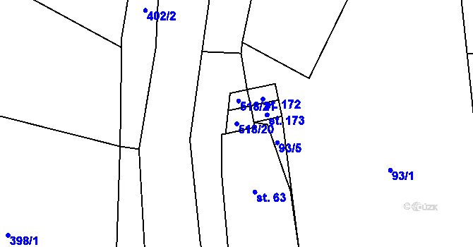 Parcela st. 518/20 v KÚ Jenišovice u Chrudimi, Katastrální mapa