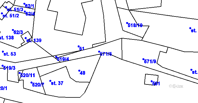 Parcela st. 571/5 v KÚ Jenišovice u Chrudimi, Katastrální mapa