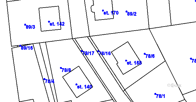 Parcela st. 78/16 v KÚ Jenišovice u Chrudimi, Katastrální mapa