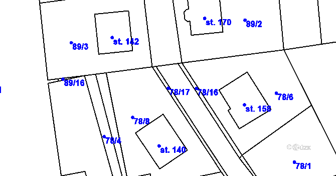 Parcela st. 78/17 v KÚ Jenišovice u Chrudimi, Katastrální mapa