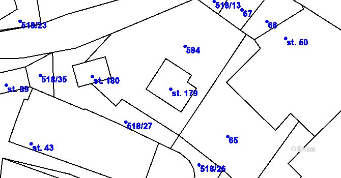 Parcela st. 179 v KÚ Jenišovice u Chrudimi, Katastrální mapa