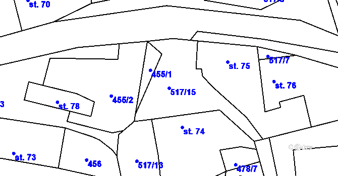 Parcela st. 517/15 v KÚ Jenišovice u Chrudimi, Katastrální mapa