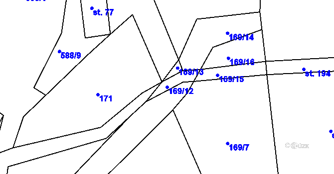 Parcela st. 169/12 v KÚ Jenišovice u Chrudimi, Katastrální mapa