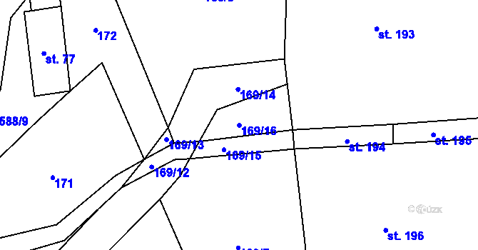 Parcela st. 169/16 v KÚ Jenišovice u Chrudimi, Katastrální mapa