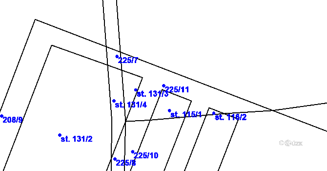 Parcela st. 225/11 v KÚ Jenišovice u Chrudimi, Katastrální mapa
