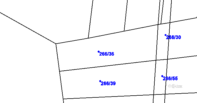 Parcela st. 266/36 v KÚ Jenišovice u Chrudimi, Katastrální mapa