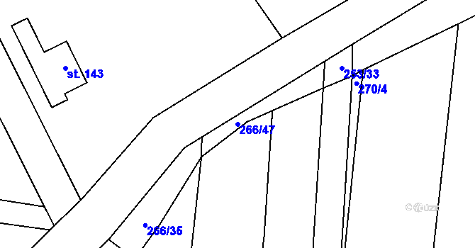 Parcela st. 266/47 v KÚ Jenišovice u Chrudimi, Katastrální mapa
