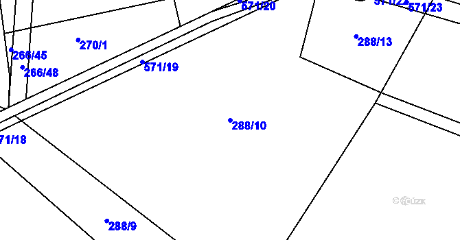 Parcela st. 288/10 v KÚ Jenišovice u Chrudimi, Katastrální mapa