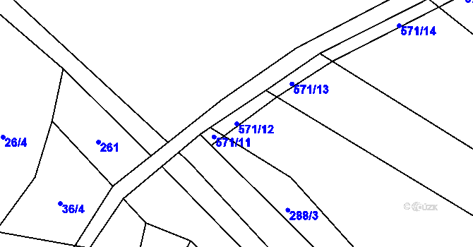 Parcela st. 571/12 v KÚ Jenišovice u Chrudimi, Katastrální mapa