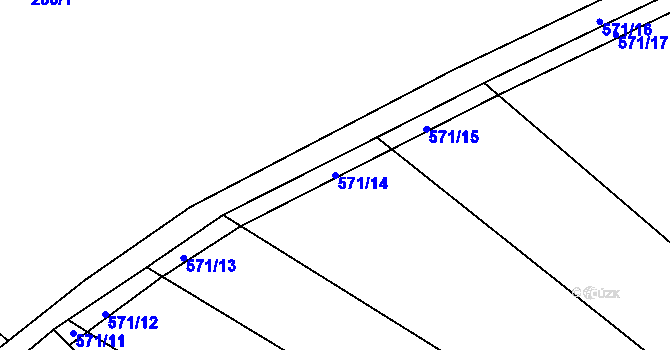 Parcela st. 571/14 v KÚ Jenišovice u Chrudimi, Katastrální mapa