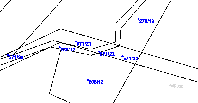 Parcela st. 571/22 v KÚ Jenišovice u Chrudimi, Katastrální mapa