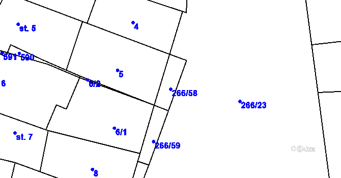 Parcela st. 266/58 v KÚ Jenišovice u Chrudimi, Katastrální mapa