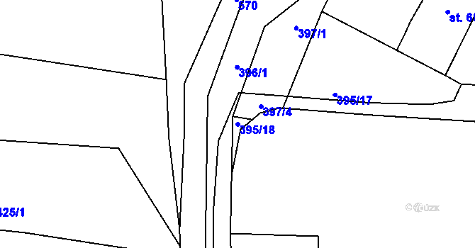 Parcela st. 395/18 v KÚ Jenišovice u Chrudimi, Katastrální mapa