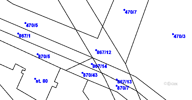 Parcela st. 867/12 v KÚ Zalažany, Katastrální mapa