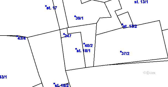 Parcela st. 40/2 v KÚ Dehtáry, Katastrální mapa