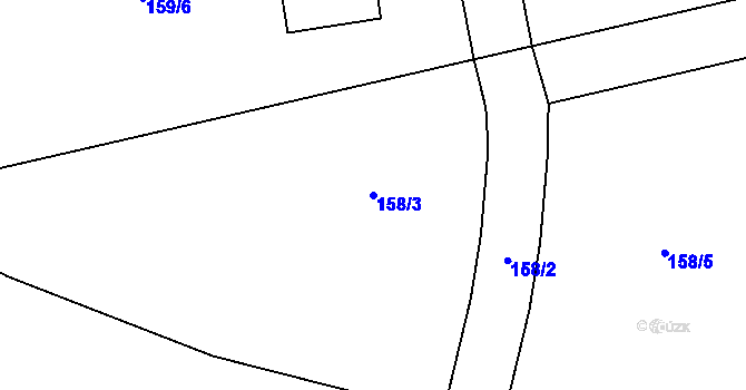 Parcela st. 158/3 v KÚ Dehtáry, Katastrální mapa