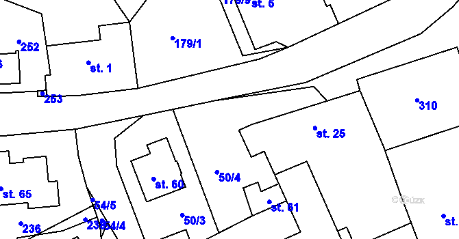 Parcela st. 50/1 v KÚ Dehtáry, Katastrální mapa