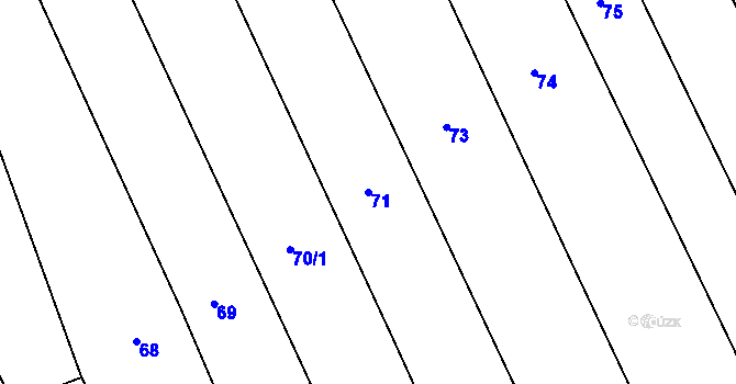 Parcela st. 71 v KÚ Dehtáry, Katastrální mapa