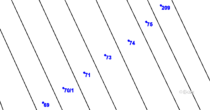 Parcela st. 73 v KÚ Dehtáry, Katastrální mapa