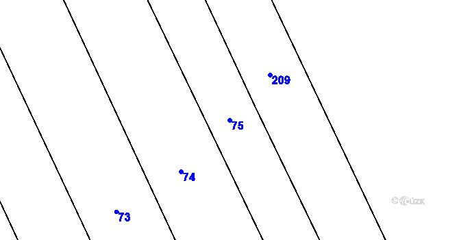 Parcela st. 75 v KÚ Dehtáry, Katastrální mapa