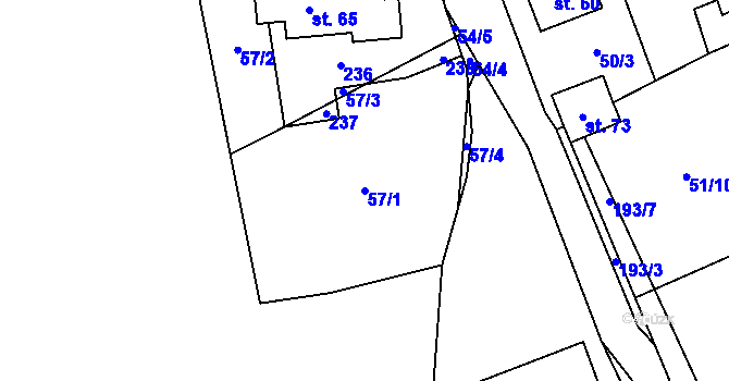 Parcela st. 57/1 v KÚ Dehtáry, Katastrální mapa