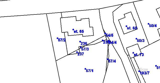 Parcela st. 236 v KÚ Dehtáry, Katastrální mapa