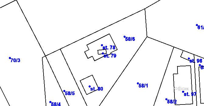 Parcela st. 243 v KÚ Dehtáry, Katastrální mapa
