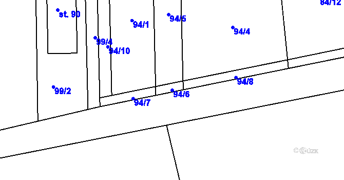 Parcela st. 94/6 v KÚ Dehtáry, Katastrální mapa