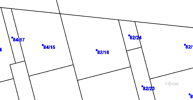 Parcela st. 82/18 v KÚ Dehtáry, Katastrální mapa