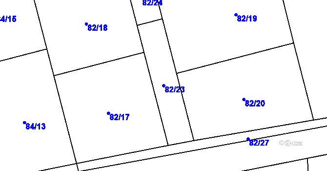 Parcela st. 82/23 v KÚ Dehtáry, Katastrální mapa