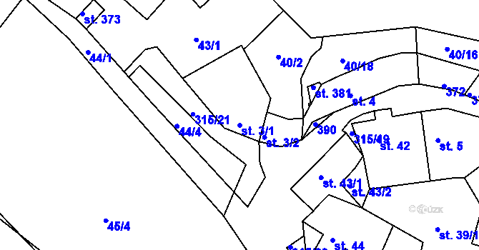 Parcela st. 3/1 v KÚ Jenštejn, Katastrální mapa