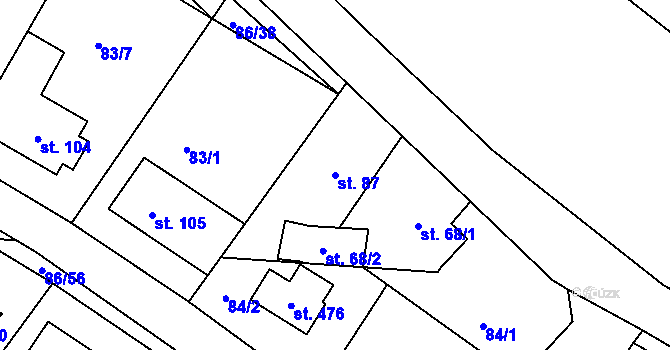 Parcela st. 87 v KÚ Jenštejn, Katastrální mapa